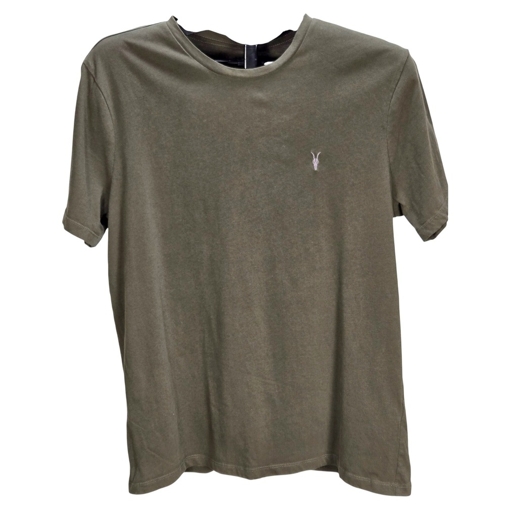 Men's All Saints Large 100% Organic Cotton Green Tonic Crew Neck Ram Skull Shirt